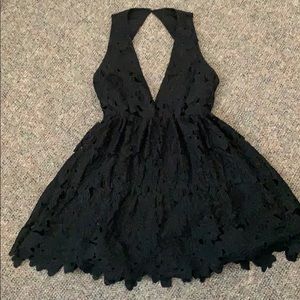 Black low cute textured dress